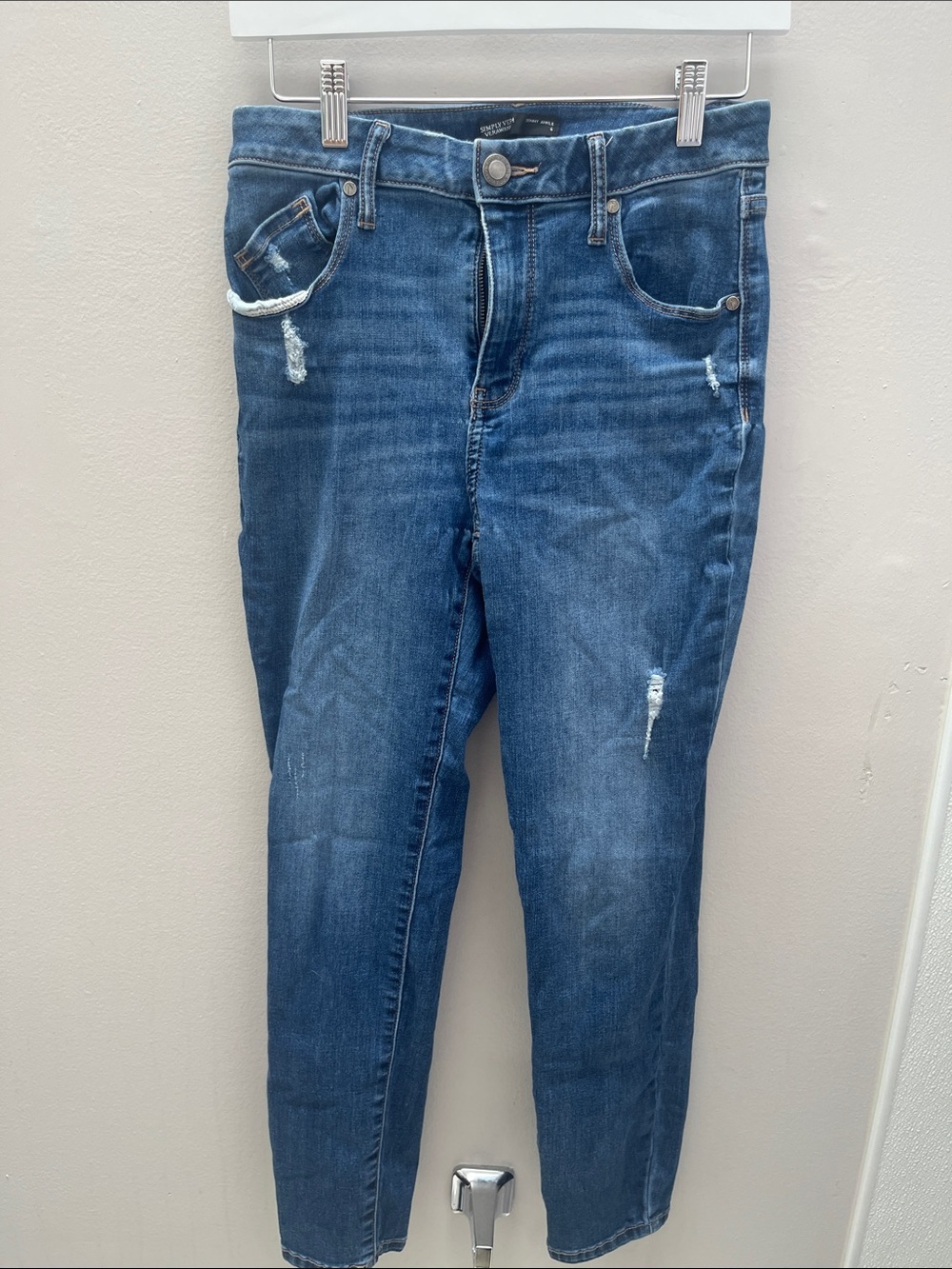 Simply Vera Vera Wang Women's Skinny Jeans - Dark Blue Distressed